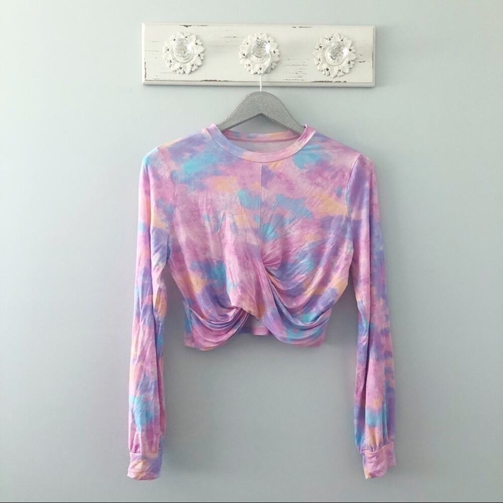 LoveShackFancy x Beach Riot Long Sleeve Tie Dye Crop Top